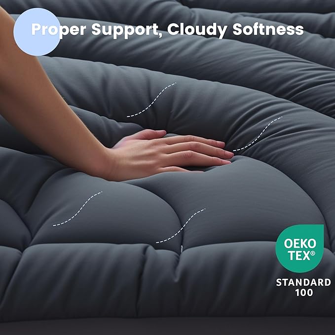 Waterproof Mattress Pad Twin XL, Quilted Fitted Twin XL Mattress Topper for College Dorm, Five-Layers Noiseless Mattress Protector Cover with 8"-21" Deep Pocket, Grey, 39x80