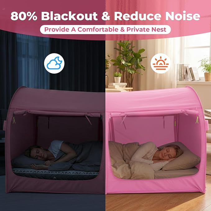 LEEDOR® Bed Tent Dream Tents Bed Canopy Shelter Cabin Indoor Privacy Warm Breathable Pop Up Twin/Full/Queen for Kids and Adult Patent Pending(Mattress Not Included)