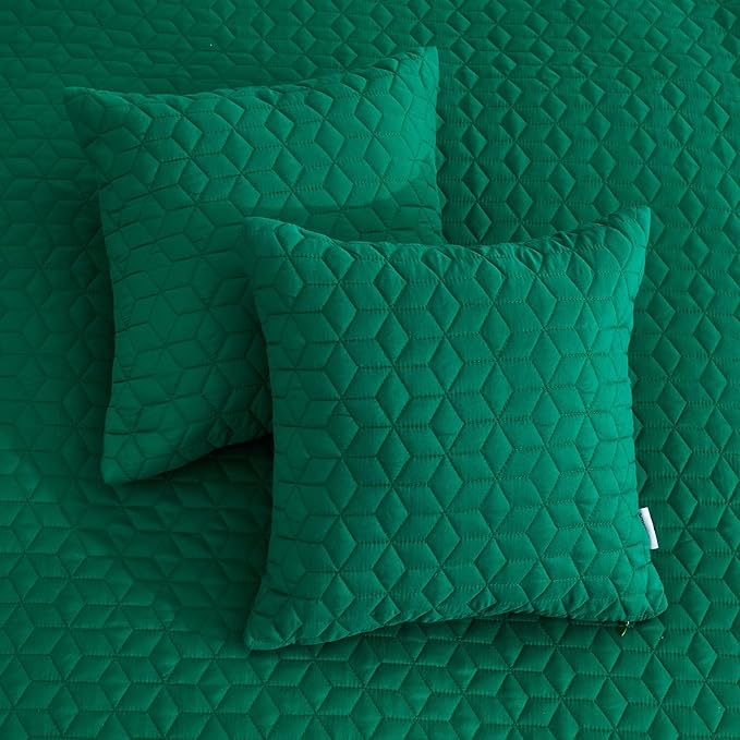 Oversized King Bedspread 128x120 Extra Wide, Modern & Contemporary Look, Lightweight Bedding Cover, Reversible, 5 Piece, 100% Microfiber, Green