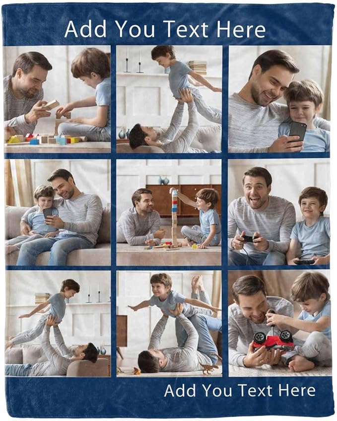 Personalized Blankets and Throws, 9 Photos Custom Photo Blanket Costume Blanket Dad Blanket Best Dad Ever Father's Day Birthday Gifts for Dad, 8 Sizes