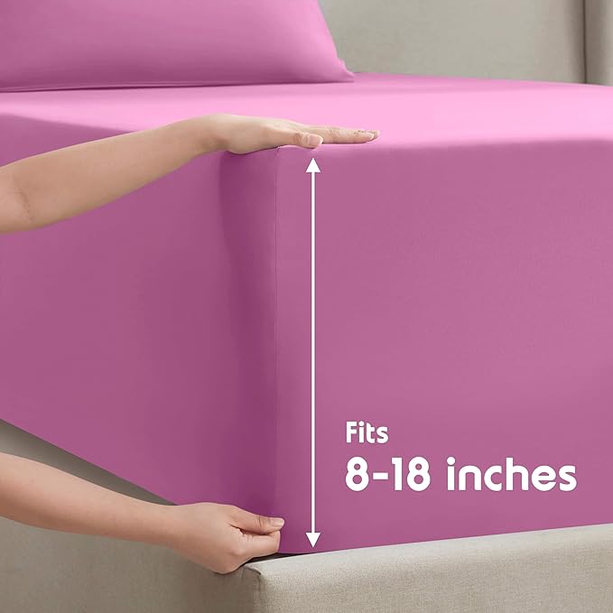 Nestl Short Queen Sheet Set - 1800 Ultra-Soft Microfiber - Double Brushed - Deep Pockets - Easy Fit - 4 Piece Set - Bed Sheets (Short Queen, Light Pink)