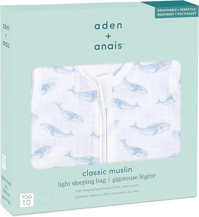 aden + anais Baby Sleeping Bag, Wearable Swaddle Blanket for Girls & Boys, Newborn Sleep Sack, Breathable & Lightweight