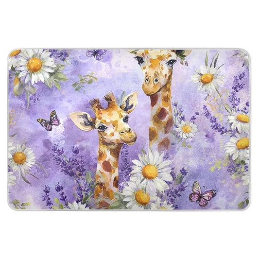 Waterproof Bed Pad Reusable Changing Pad Toddler Mattress Protector Large Pee Pad Baby Diaper Pad Soft Washable Liner Watercolor Giraffe Daisy Purple