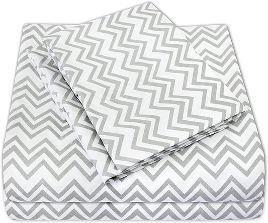 Twin Sheets - Breathable Luxury Sheets with Full Elastic & Secure Corner Straps Built In - 1800 Supreme Collection Extra Soft Deep Pocket Bedding Set, Sheet Set, Twin, Chevron Gray