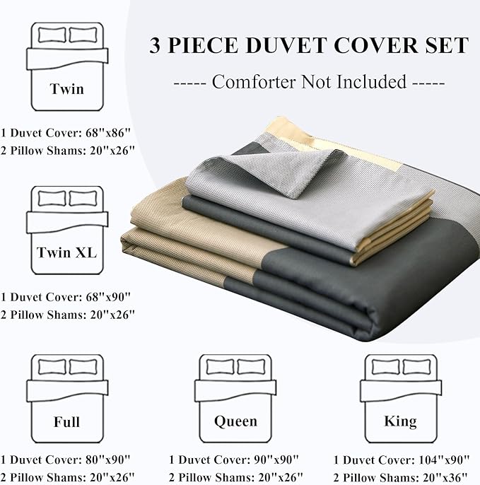 LifeTB Cotton Grid Plaid Duvet Cover Set Queen Modern Reversible Checkered Bedding Set Hotel Quality 3 Pieces Duvet Comforter Cover Luxury Soft Zipper Closure Bedding Collection (NO Comforter)