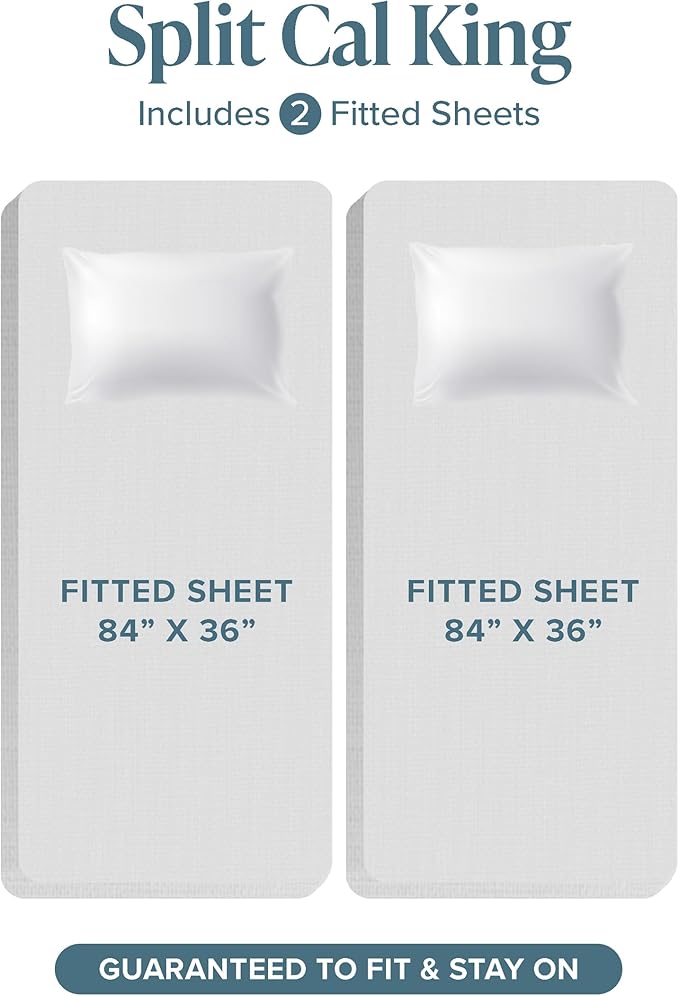 Bare Home Split California King Sheet Set - 1800 Ultra-Soft Microfiber Double Brushed - Deep Pockets - Easy Fit - 5 Piece Set - Bed Sheets (Split Cal King, Heathered Grey)