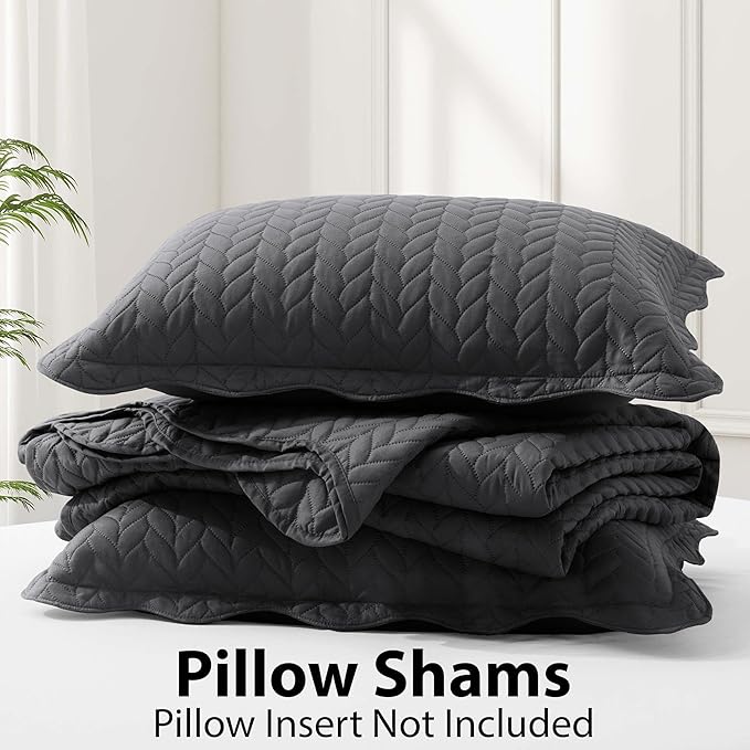 IR Imperial Rooms 8 Pack Quilt King Size Bedding (106" x 96") - Bulk Wholesale for Hotels, Guest Bedroom & Airbnbs - Lightweight Microfiber Reversible Embossed Quilts Bedspread (Charcoal)