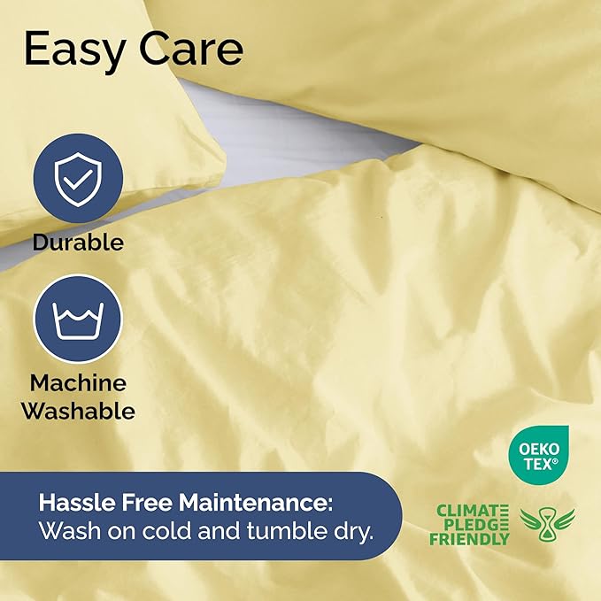 Duvet Cover Cal King Size - Extra Soft Cal King Size Duvet Cover - Lightweight, Breathable, Easy Care & Fade Free w/ Zipper Closures & Ties - 104" x 98" Inches - (Yellow) Comforter Not Included
