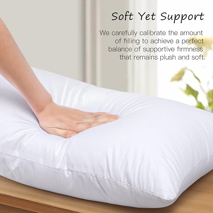 Artscope Synthetic Down Lumbar Pillow Insert, 14x36 Down Alternative Throw Pillow Insert. Ultra Soft Fluffy Sleeping Pillow with 100% Cotton Cover, Decorative Pillows Set of 2-White.