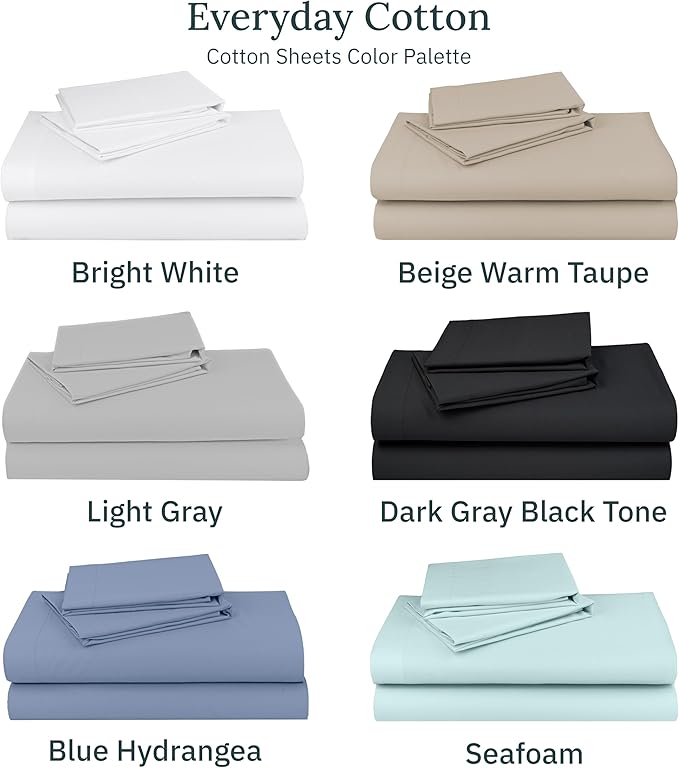 California Design Den 100% Cotton 2-Pack Twin XL Sheet Sets, Soft Extra Long Twin Bed Sheets, 12" Pocket Sheets, Twin XL Sheets Sateen, Dorm Essentials for Guys - Dark Grey (Black Tone)