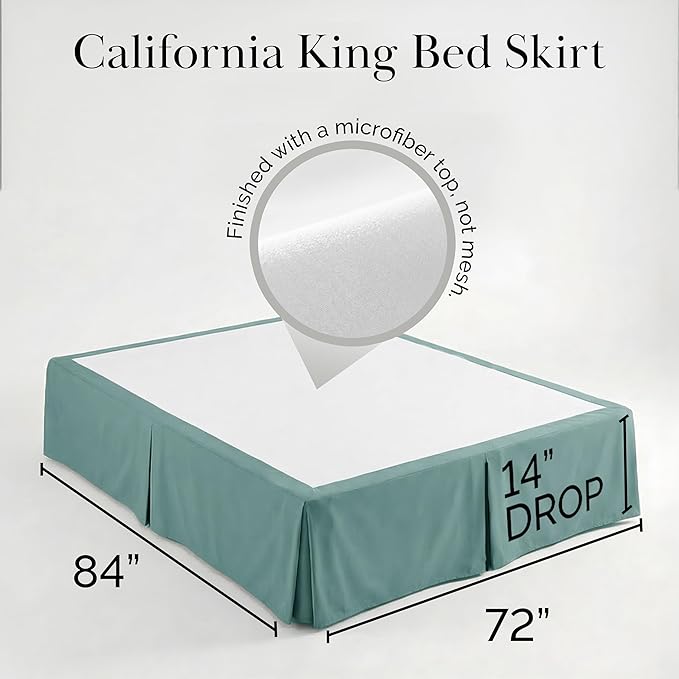 Southshore Fine Living, Inc. California King Size Bed Skirt, 14-Inch Drop Pleated Bed Skirt for California King Mattress, Dust Ruffle for California King Size Bed, Steel Blue (Teal)