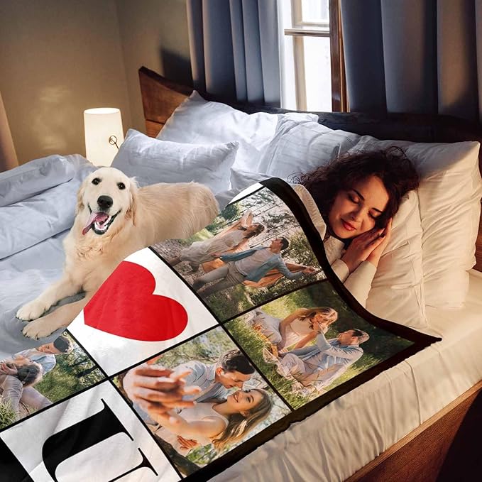 Ships Next Day, Custom Photo Blanket Personalized Valentines Day Blanket for Boyfriend Girlfriend, Couples Blanket I Love You Valentine's Day Birthday Gifts for Wife Husband Him/Her