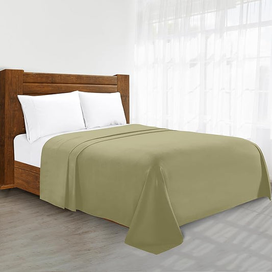 Luxury Flat Sheet on Amazon Elegant Comfort Wrinkle-Free 1500 Premier Hotel Quality 1-Piece Flat Sheet, Queen Size, Sage