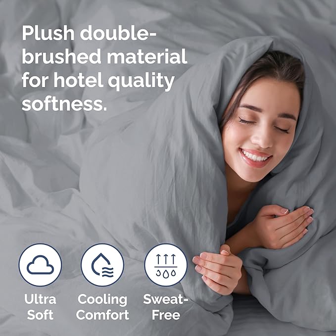 Duvet Cover Queen Size - Extra Soft Queen Size Duvet Cover - Lightweight & Breathable - Easy Care & Fade Free with Zipper Closures & Ties - 90" x 90" Inches - (Steel Blue) Comforter Not Included