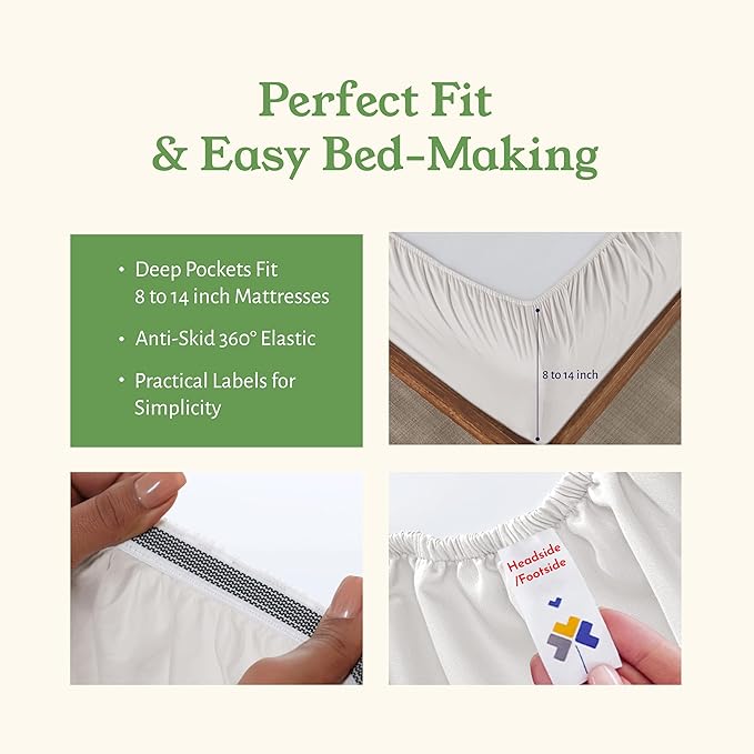 California Design Den Twin Sheets Set - 100% Organic Cotton, Crisp Percale, Deep Pockets, Breathable and Durable Bedding Sheets & Pillowcases - Stone (True Beige)