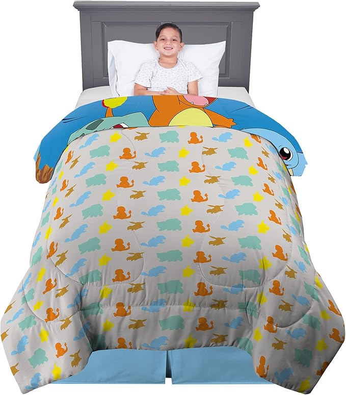 Franco Kids Bedding Super Soft Microfiber Reversible Comforter, Twin/Full, Pokemon