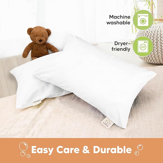 KeaBabies 14x20 Toddler Pillowcase, 1-Pack Waterproof - Soft Waterproof Toddler Pillow Protector Cover for Kids, Boys, Girls, Durable Machine Washable, Jumbo Travel Pillow Sold Separately (Soft White)