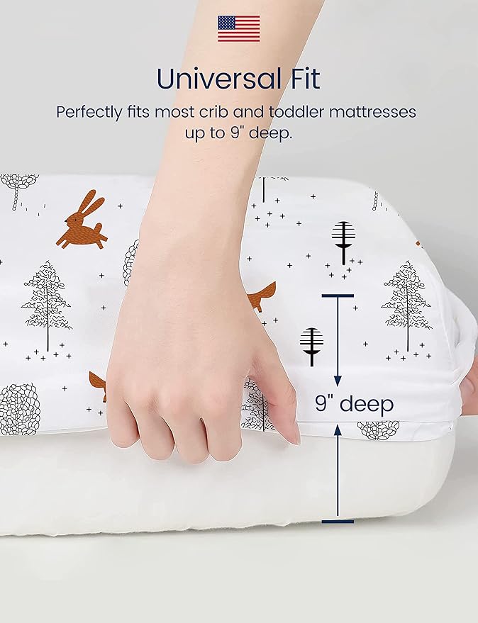 TotAha Premium Stretchy Crib Sheets (2-Pack)-Hypoallergenic, Silky Comfort, Buttery Soft, Calming Effect, All-Season Jersey-Knit Sheets, 28 X 52 X 9'' (Blue Flower & Small Floral)
