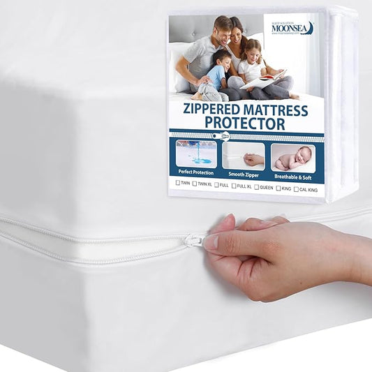 Zippered Waterproof Twin XL Mattress Protector, 6-Side Waterproof Mattress Encasement, Twin XL Mattress Cover, Box Spring Encasement