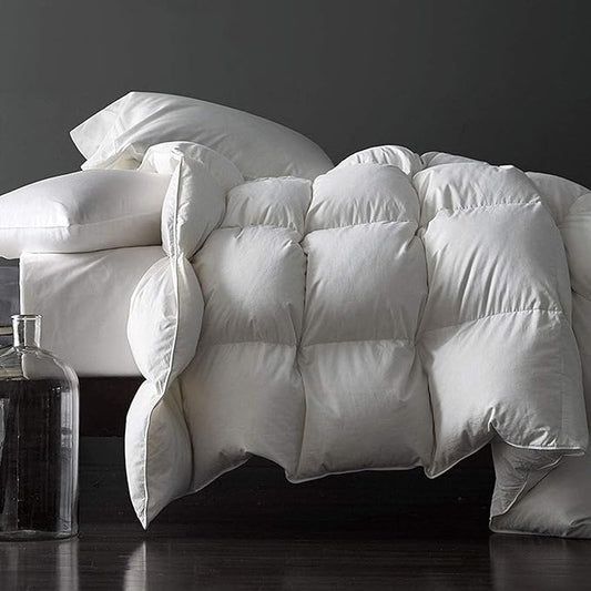 Royoliving Premium Feathers Down Duvet Insert Comforter Twin Size Heavyweight Thickened Winter White 100% Cotton Cover with Corner Tabs (68x90, 45 oz)