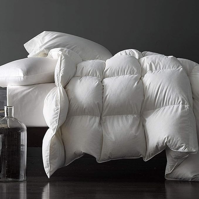 Royoliving Premium Feathers Down Duvet Insert Comforter California King Size Heavyweight Thickened Winter White 100% Cotton Cover with Corner Tabs (108x98, 77 oz)