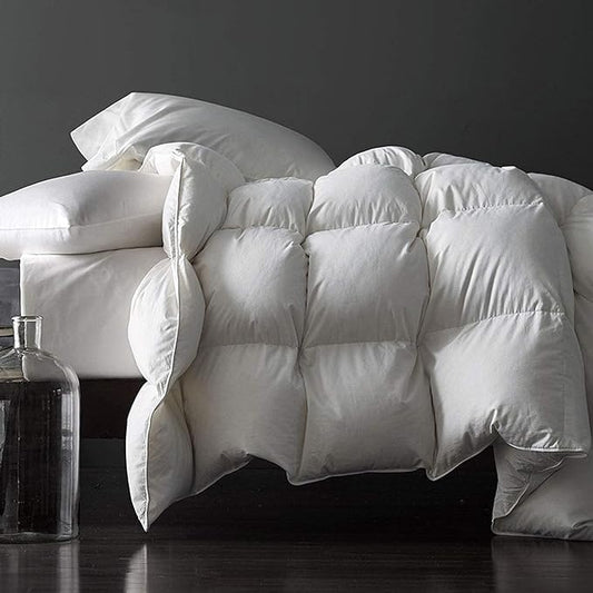 Royoliving Premium Feathers Down Duvet Insert Comforter California King Size Heavyweight Thickened Winter White 100% Cotton Cover with Corner Tabs (108x98, 77 oz)