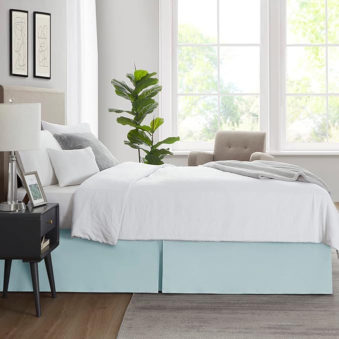 Nestl Light Baby Blue Full Bed Skirt - Full Size Bed Skirt 14 Inch Drop - Brushed Microfiber Bed Skirts - Hotel Quality Pleated Bed Skirt - Shrinkage & Fade Resistant