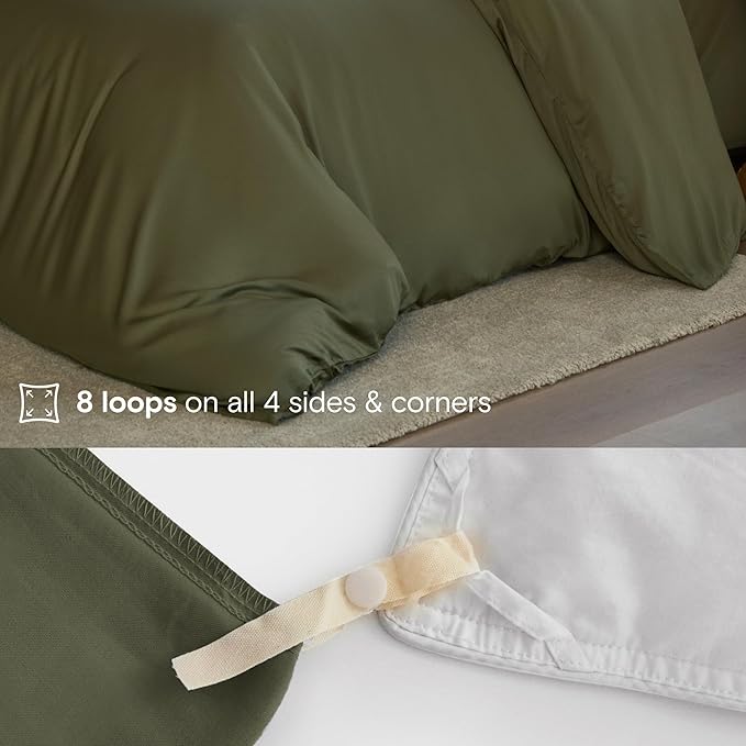 DOZ Duvet Cover Set, 100% Viscose derived from Bamboo, Organically Grown, Buttery Soft, Cooling Duvet Covers, High GSM, 1 Duvet Cover and 1 Pillowcase, 70"x90" (Olive, Twin/Twin XL)