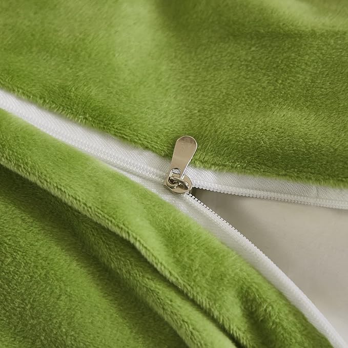 Uhamho Faux Fur Velvet Fluffy Bedding Duvet Cover Set Down Comforter Quilt Cover with Pillow Sham, Ultra Soft Warm (Apple Green, Twin)