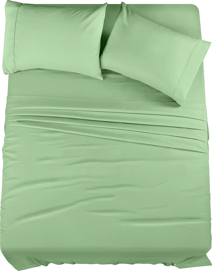 Utopia Bedding Queen Size Sheet Set – 4 Piece Bed Sheets, Soft and Breathable Microfiber, Includes 1 Fitted Sheet, 1 Flat Sheet and 2 Pillowcases – Oeko Tex (Sage)