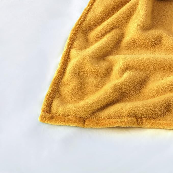 MOONLIGHT20015 Fleece Blanket - Super Soft Fuzzy Throw Blanket for Couch and Sofa - Lightweight Luxury 400 GSM Microfiber Fluffy Bed Blankets and Throws, 50 x 60 Inches (Throw/Travel, Mustard)