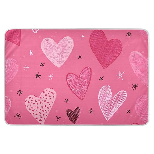 Waterproof Bed Pad Reusable Changing Pad Toddler Mattress Protector Large Pee Pad Baby Diaper Pad Soft Washable Liner Hearts Stars Hot Pink