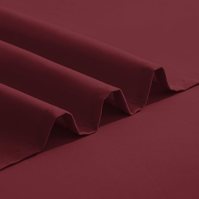 Elegant Comfort Luxurious 1500 Premium Hotel Quality Microfiber Three Line Embroidered Softest 4-Piece Bed Sheet Set, Wrinkle and Fade Resistant, Twin/Twin XL, Burgundy