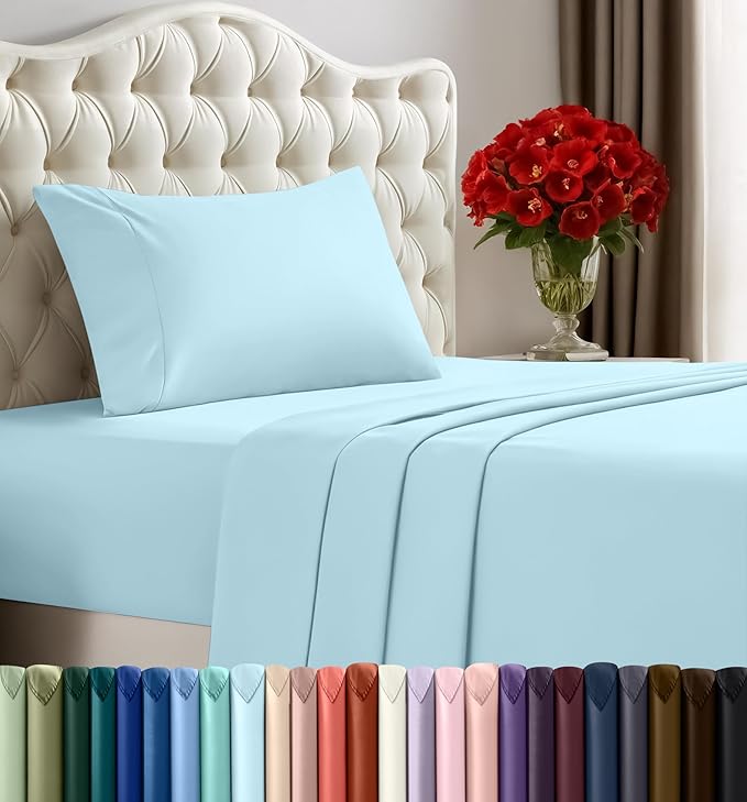 Utopia Bedding Twin Sheet Set – 3 Piece Bed Sheets for Twin Size Bed, Soft and Breathable Microfiber, Includes 1 Fitted Sheet, 1 Flat Sheet and 1 Pillowcase (Ice Blue)