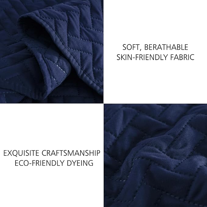 JML Quilts Set, Bedspread Coverlet Set with Pillowcases - 3 Piece Soft and Lightweight Bed Quilt for Spring, Autumn and Summer (Embossed Weave - Royal Blue, King(92"x104"))