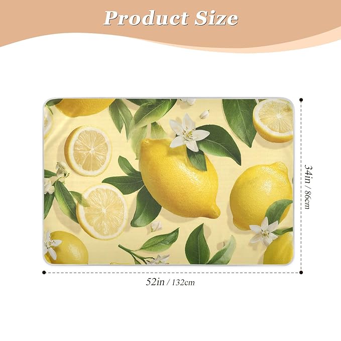 Waterproof Bed Pad Reusable Changing Pad Toddler Mattress Protector Large Pee Pad Baby Diaper Pad Soft Washable Liner Fresh Yellow Floral Lemons