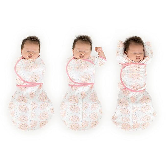 SwaddleDesigns 6-Way Omni Swaddle Sack, Arms Up Swaddle for Newborn, More Options to Calm Startle Reflex, Improves Sleep, 12-18 lbs, Heavenly Floral Pink