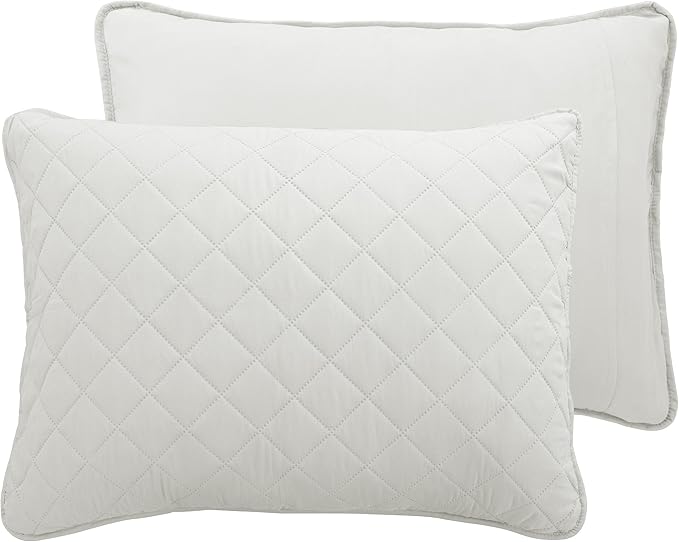 Easy-Going Full/Queen Size Reversible Quilt Set with 1 Quilt and 2 Pillow Shams, Soft Bed Quilt Cover, Water Resistant Lightweight Microfiber Bedspread, Stain Resistant, Ivory/Ivory