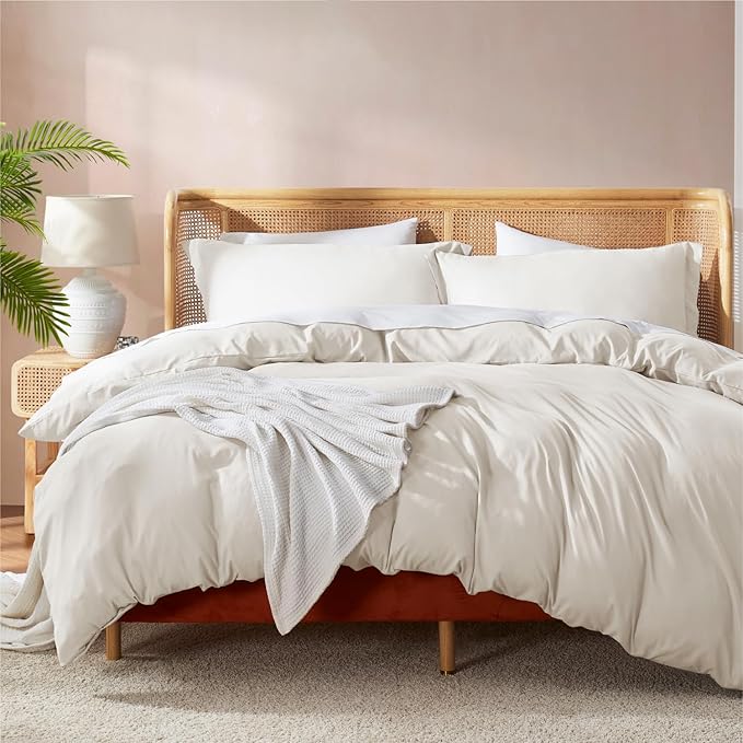 Nestl Twin Duvet Cover Set - Soft Double Brushed Off White Duvet Cover, 2 Piece Set with Button Closure, 1 Duvet Cover 68x90 inches and 1 Pillow Sham