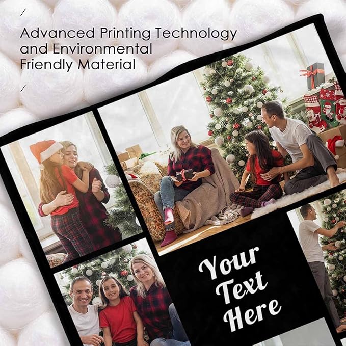 Personalized Photo Blanket, 6 Photos Custom Blanket Personalized Blankets Mother in Law, Grandma Family Anniversary Christmas, 8 Sizes