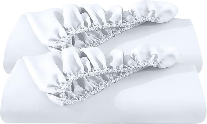 Bare Home 2-Pack Fitted Bottom Sheets Split King - Premium 1800 Ultra-Soft Microfiber - Deep Pocket - 4 Twin XL Fitted Sheets (Split King, White)