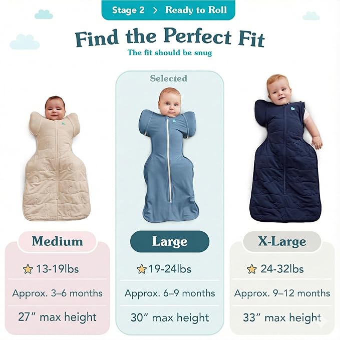Love to Dream Transition Bag Organic 1.0 TOG, Cream, Large, 19-24 lbs., Patented Zip-Off Wings, Gently Help Baby Safely Transition from Being swaddled to arms Free Before Rolling Over