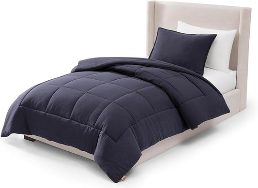 UGG Leonora Comforter Set with 1 Pillow Sham Lightweight Down Alternative Blanket Reversible All Season Washable and Hypoallergenic Bedding Set for College Dorm, Twin/Twin XL, Navy Blue
