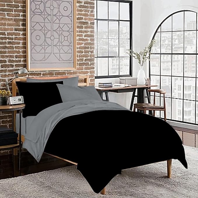 Full XL 100% Microfiber Double Brushed Sheet Set - Extra-Soft, Breathable & Wrinkle-Free - 15" Deep Pockets, 54" x 80" - Ideal for Extra Long Full Beds - 4PC Set (Full XL, Dark Grey)
