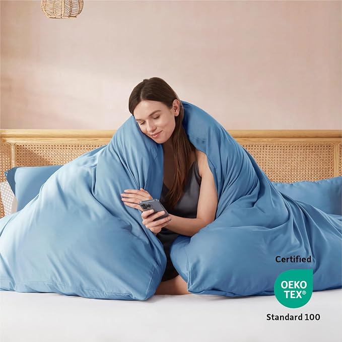 Nestl Double Brushed Blue Heaven Duvet Cover Set - Twin XL 2 Piece with Button Closure, 1 Twin Size Duvet Cover 68x90 inches and 1 Pillow Sham