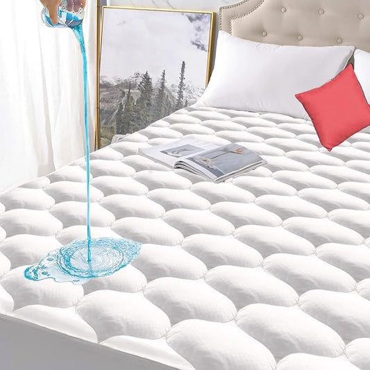 Queen Size Quilted Fitted Waterproof Mattress Pad, Premium Hollow Material Filling Mattress Protector, Breathable, Quiet, Cooling, Machine-Washable Mattress Cover with 21” Deep Pocket