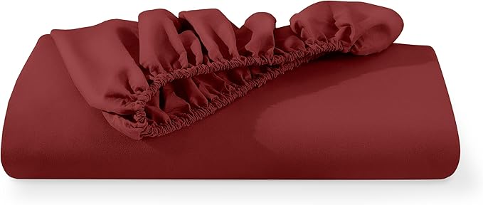 Fitted Bottom Sheet King Size - Premium 1800 Microfiber - Ultra-Soft Hotel Luxury - Deep Pocket - Durable and Long Lasting - Fitted Sheet (King, Rosewood)