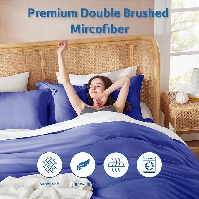 Nestl Twin Duvet Cover Set - Soft Double Brushed Royal Blue Duvet Cover Twin XL, 2 Piece, with Button Closure, 1 Duvet Cover 68x90 inches and 1 Pillow Sham