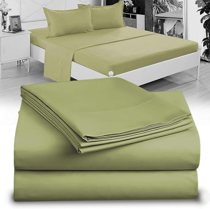 Full XL 100% Microfiber Double Brushed Sheet Set - Extra-Soft, Breathable & Wrinkle-Free - 15" Deep Pockets, 54" x 80" - Ideal for Extra Long Full Beds - 4PC Set (Full XL, Sage Green)