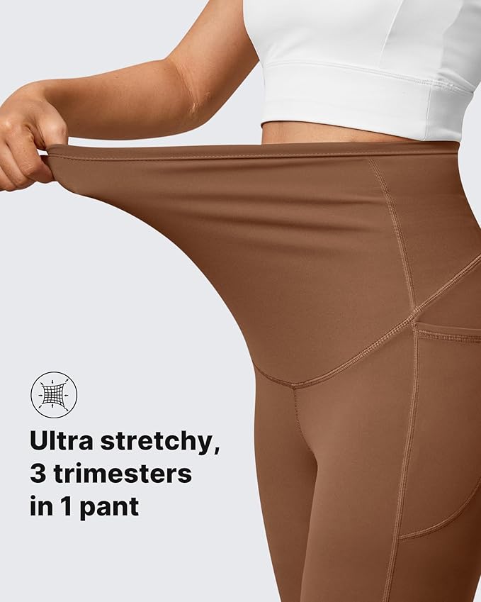 G4Free BareFeel Maternity Leggings with Pockets Over The Belly Stretchy Workout Yoga Pregnancy Pants
